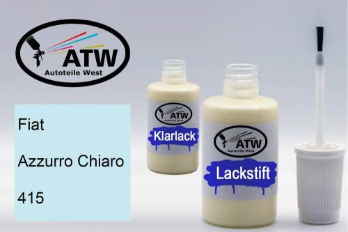 Fiat, Azzurro Chiaro, 415: 20ml Lackstift + 20ml Klarlack - Set, von ATW Autoteile West.